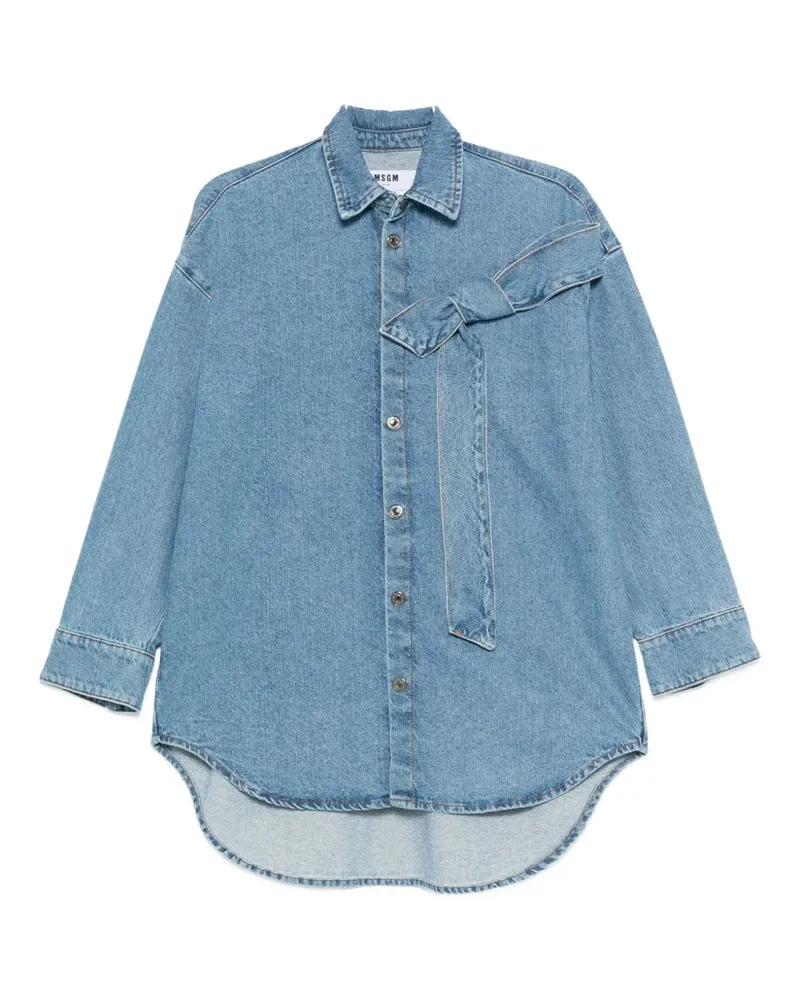 MSGM bow-detail denim shirt - Blau Blau
