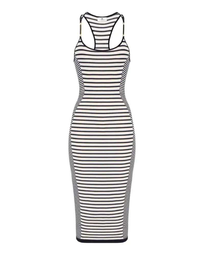 Elisabetta Franchi striped-pattern racerback midi dress - Weiß Weiß