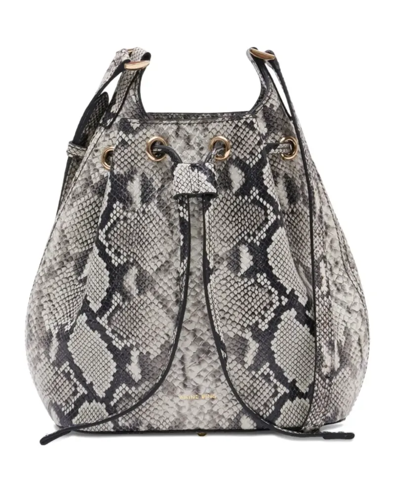 Anine Bing Mini Alana Beuteltasche mit Schlangenleder-Print - Grau Grau