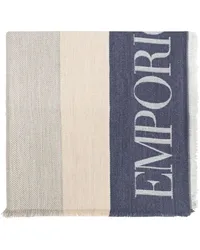 Emporio Armani Gestreifter Schal mit Jacquard-Logo Grau