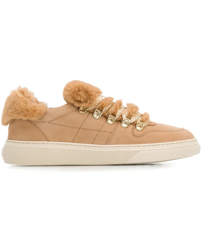 Hogan Sneakers mit Faux Fur - Nude Nude