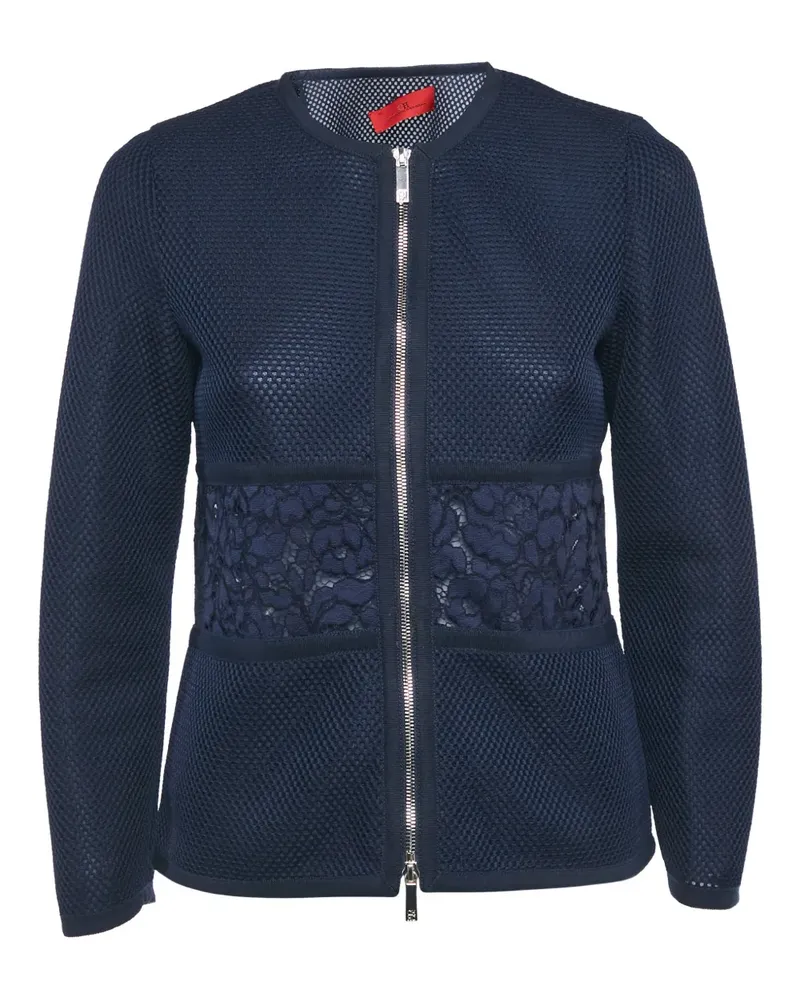 Carolina Herrera New York lace-panelled mesh jacket - Blau Blau