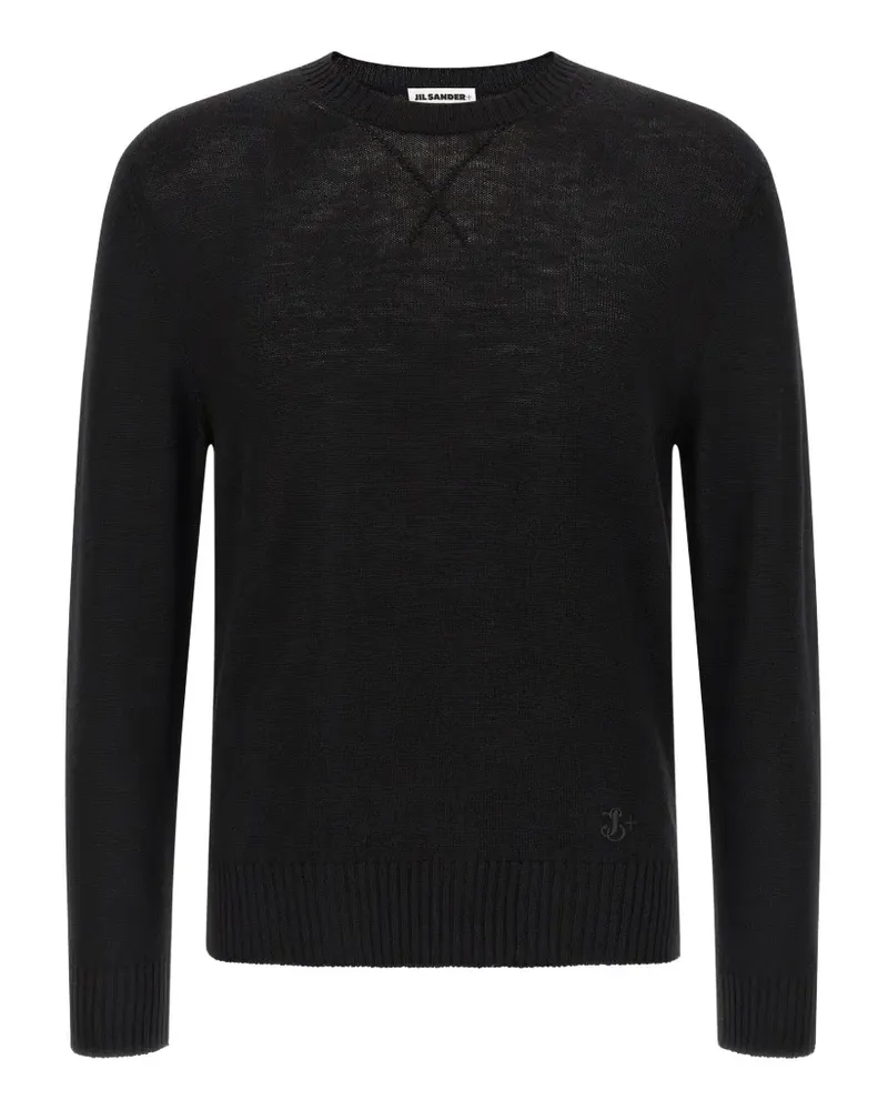 Jil Sander logo-embroidered crew-neck sweater - Schwarz Schwarz