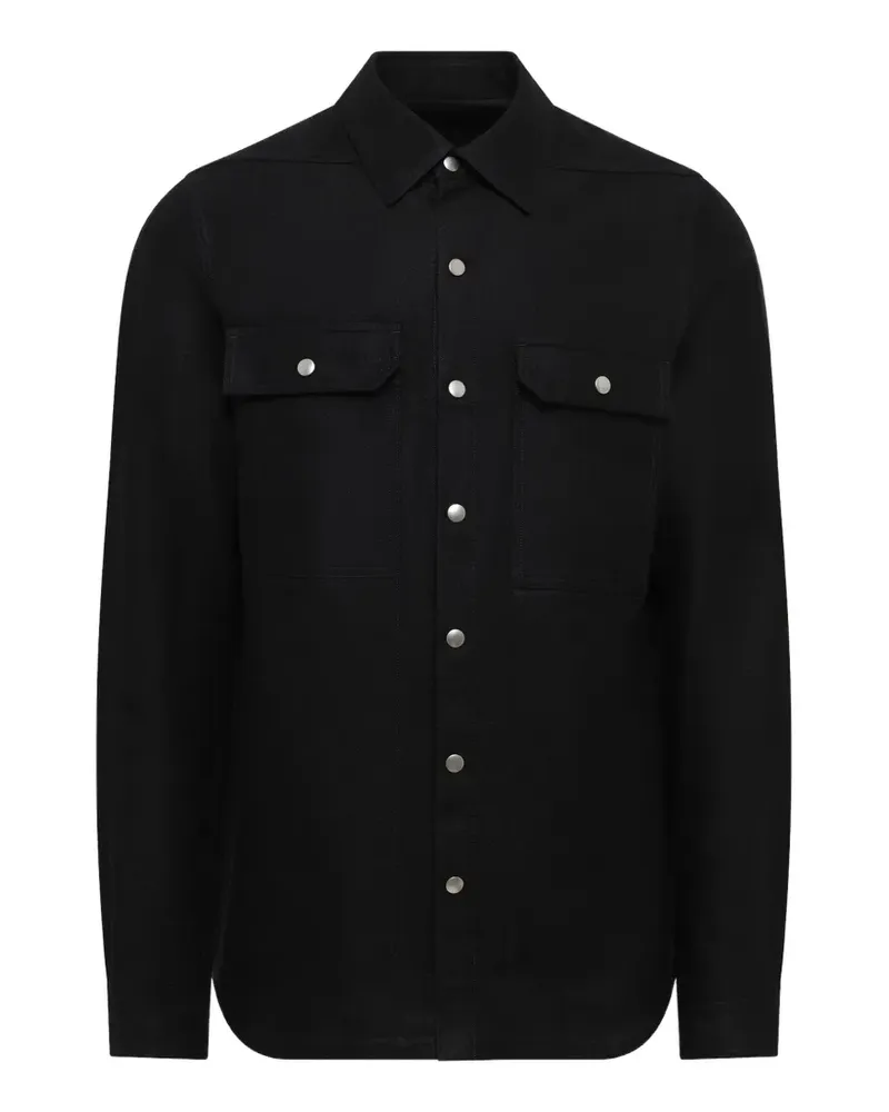 Rick Owens fw26 Tower outershirt in black ramie moleskin - Schwarz Schwarz