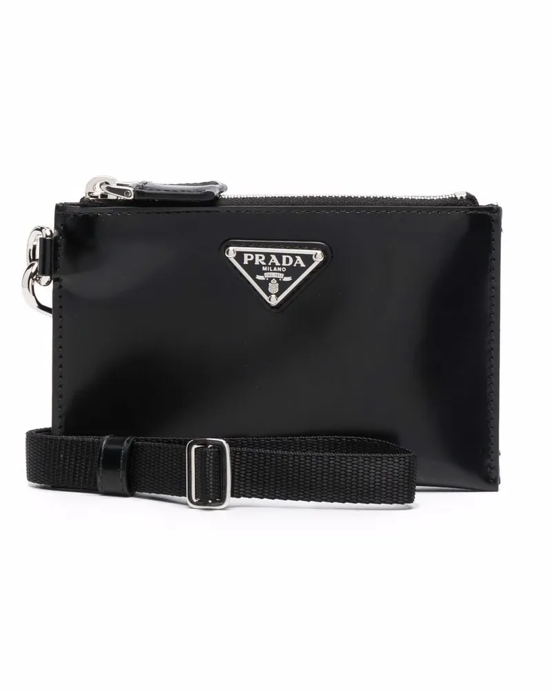 Prada Portemonnaie mit Logo-Schild - Schwarz Schwarz