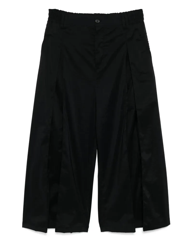 SONGZIO Weite Cropped-Hose mit Bundfalten - Schwarz Schwarz