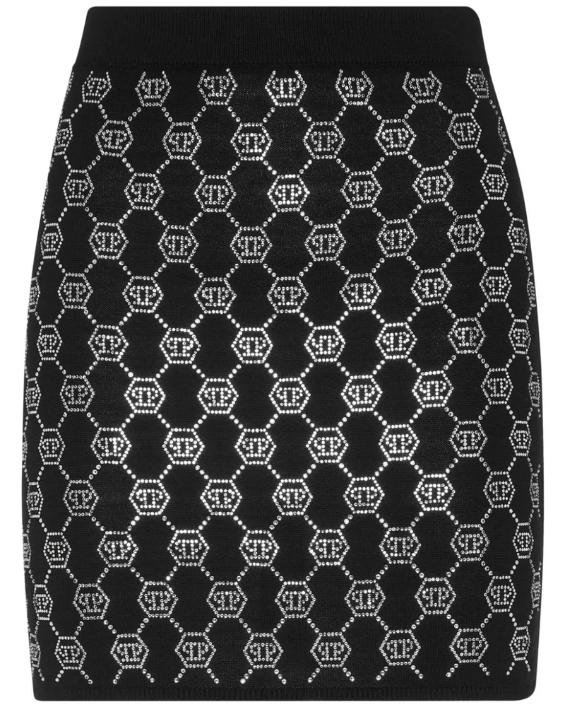 Philipp Plein Gestrickter Rock mit Monogramm - Schwarz Schwarz