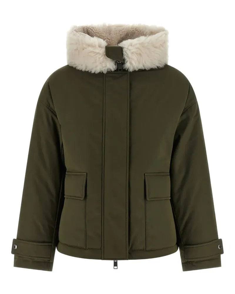 Yves Salomon shearling-timmed hooded jacket - Grün Grün