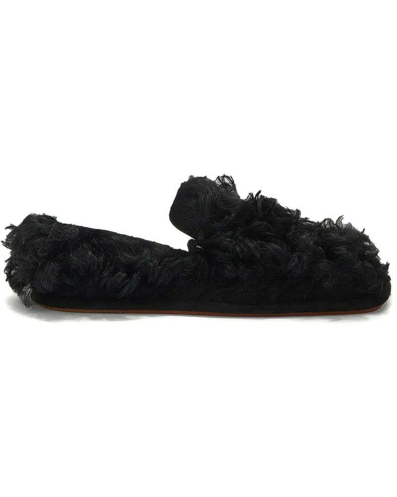 Jil Sander Slipper mit Shearling - Schwarz Schwarz