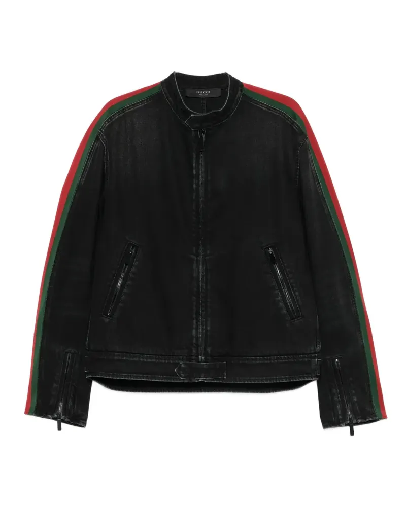 Gucci zip-up denim jacket - Schwarz Schwarz