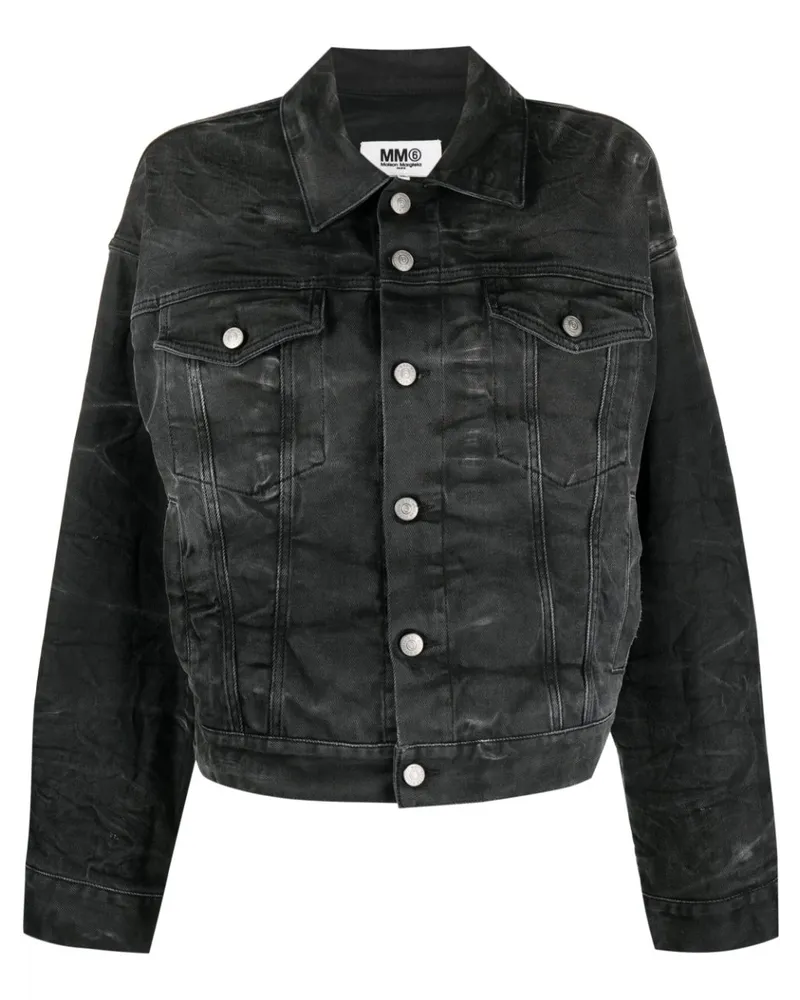 Maison Margiela Jeansjacke mit Knitteroptik - Schwarz Schwarz