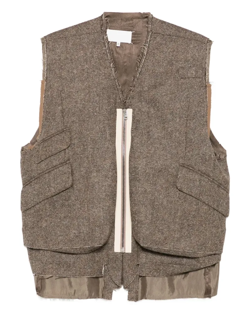 Maison Margiela Ausgefranste Weste mit Tasche - Braun Braun