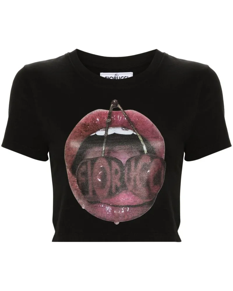 Fiorucci Cropped-T-Shirt mit Print - Schwarz Schwarz