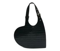 Croco Heart Tote Schultertasche - Schwarz
