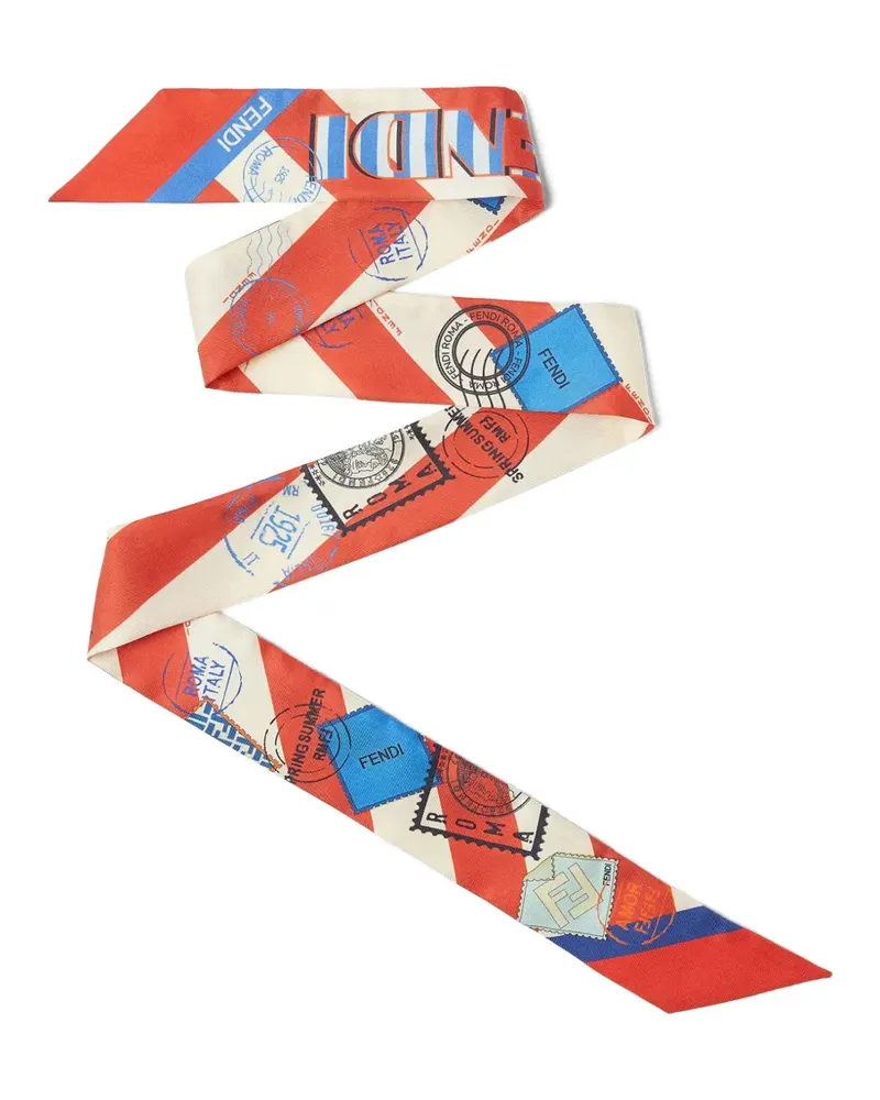Fendi stamp-print striped scarf - Rot Rot