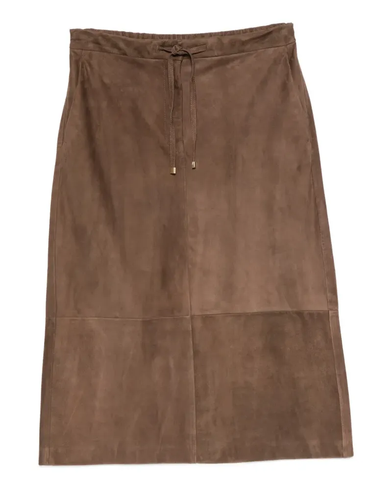 Max Mara drawstring-waist suede skirt - Braun Braun