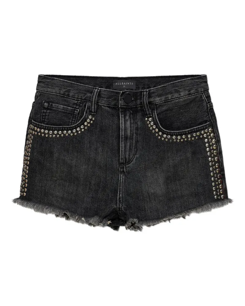 AllSaints Ausgefranste Heidi Shorts mit Nieten - Schwarz Schwarz