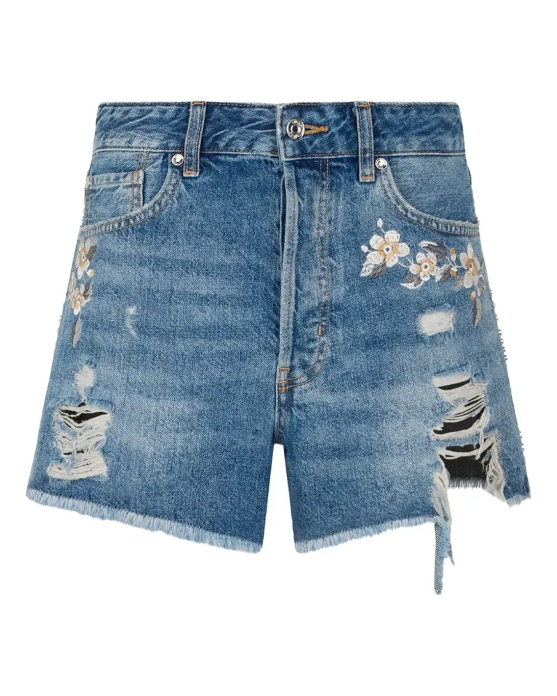Liu Jo distressed-effect shorts - Blau Blau