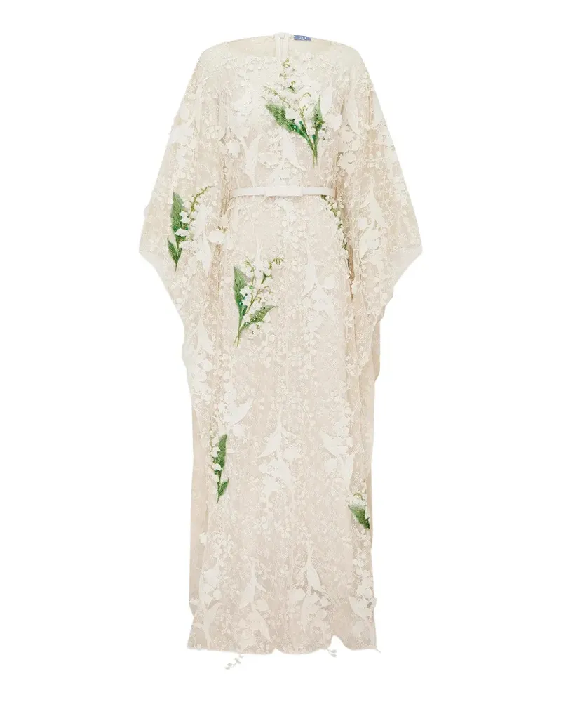 LEO LIN Willow Maxikleid mit Blumenstickerei - Nude Nude