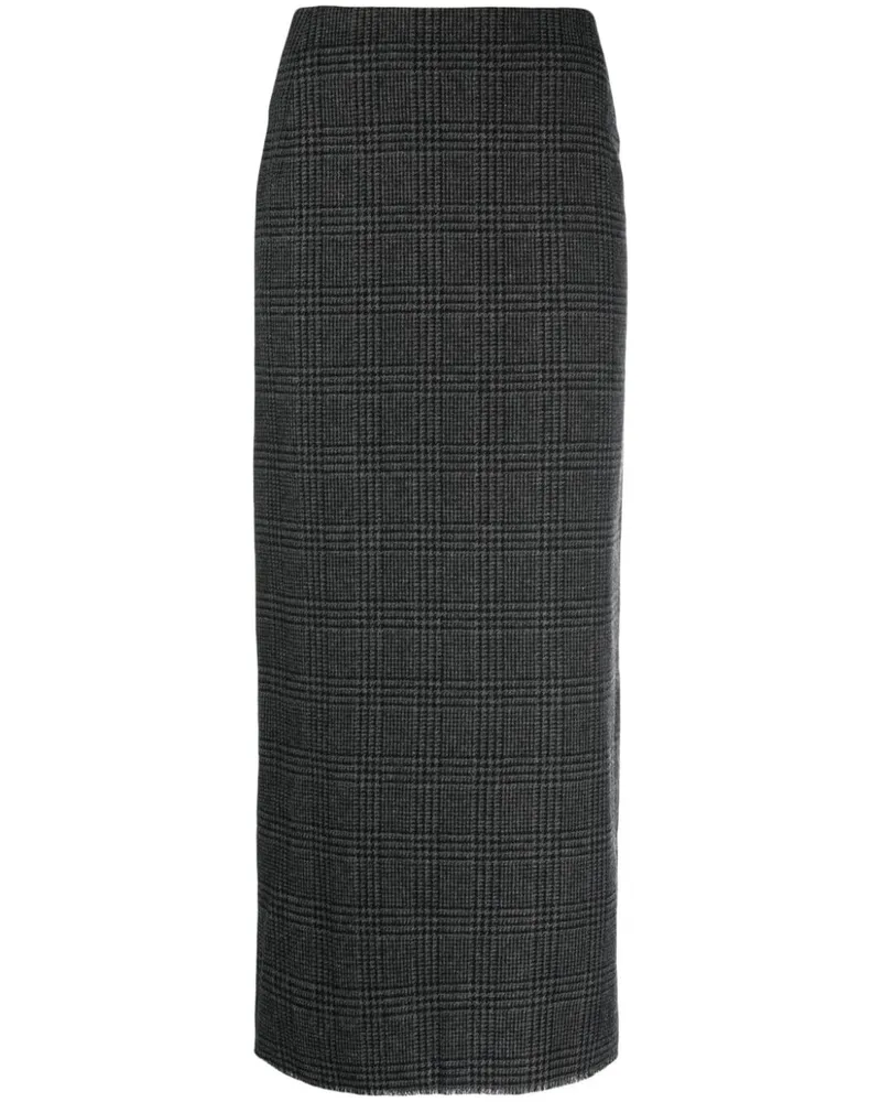Yohji Yamamoto Karierter Bleistiftrock - Grau Grau
