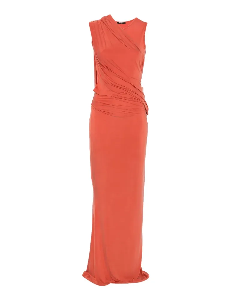 Balmain Drapiertes Maxikleid - Orange Orange