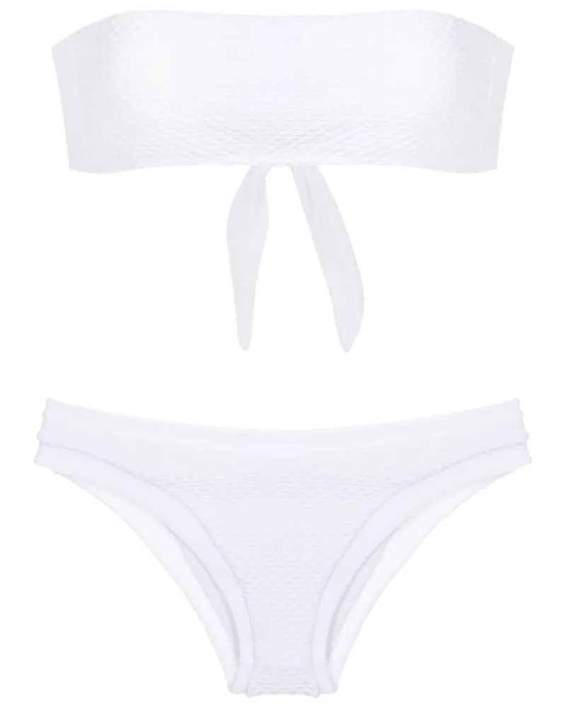 Amir Slama Texturierter Bandeau-Bikini - Weiß Weiß