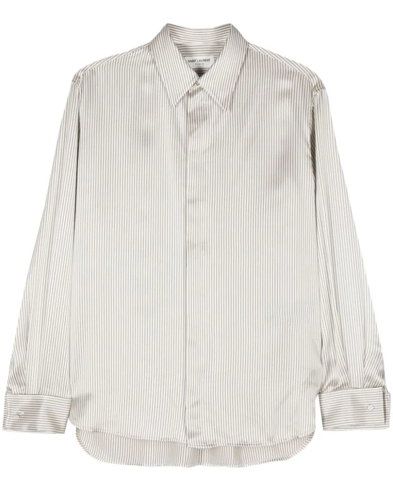 Saint Laurent Gestreiftes Seidenhemd - Grau Grau