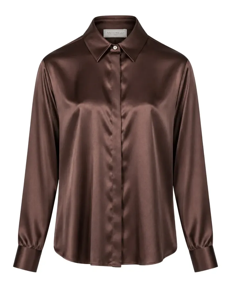Antonelli Firenze satin-finish long-sleeve shirt - Braun Braun