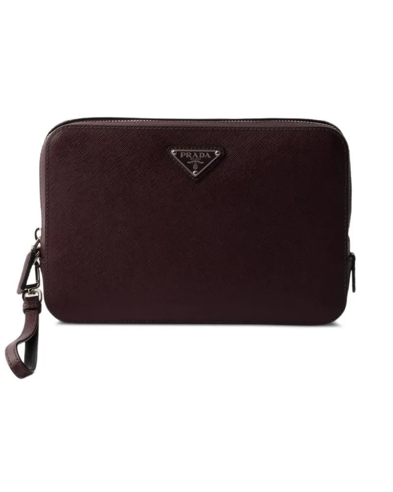 Prada Clutch mit Logo-Schild - Rot Rot