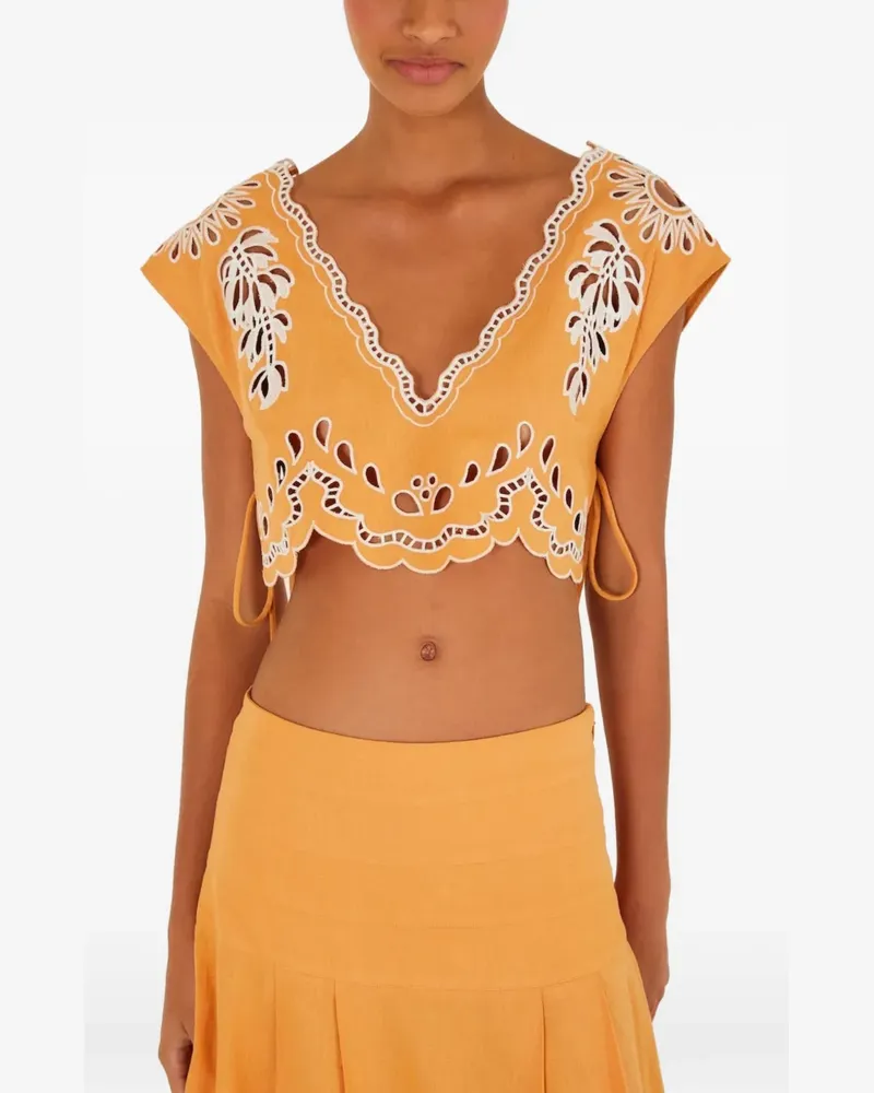 FARM Rio Oberteil mit Lochstrickmuster - Orange Orange