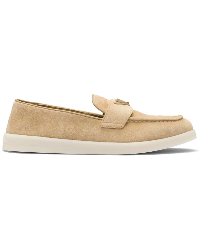 Prada Loafer aus Wildleder mit Logo - Nude Nude