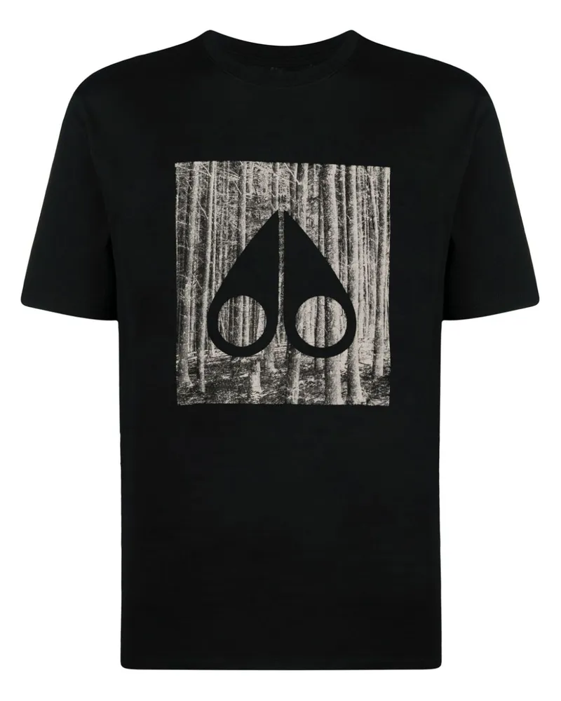 Moose Knuckles T-Shirt mit Logo-Print Schwarz