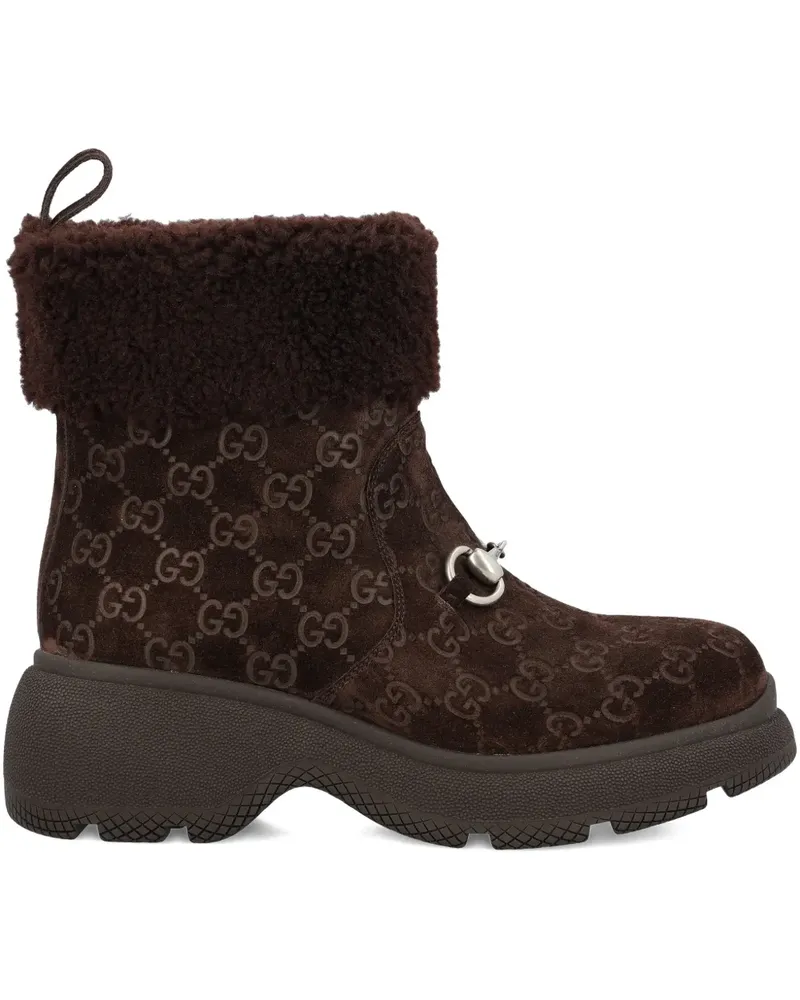 Gucci Horsebit GG ankle boots - Braun Braun