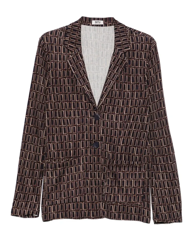 SIYU geometric-print blazer - Blau Blau