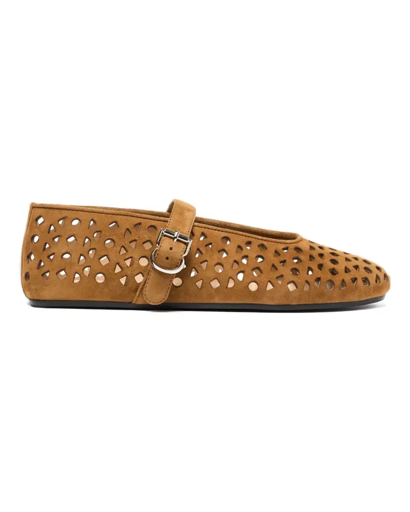 Scarosso Evelyn perforated ballet flats - Braun Braun