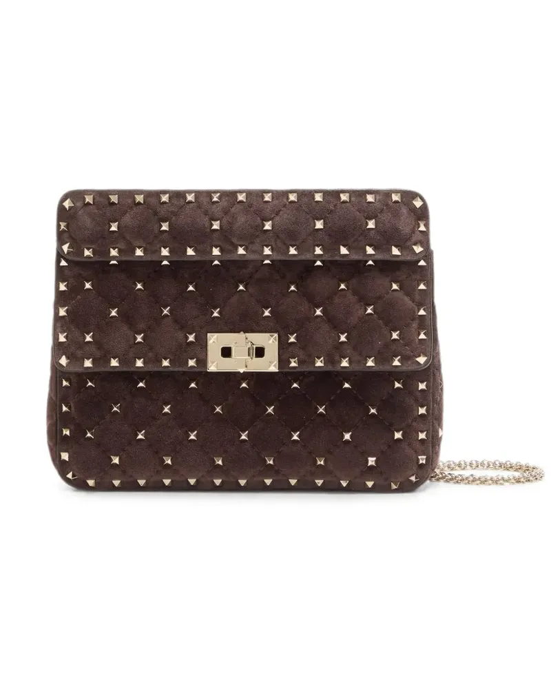 Valentino Garavani Mittelgroße Rockstud Spike Tasche aus Wildleder - Braun Braun