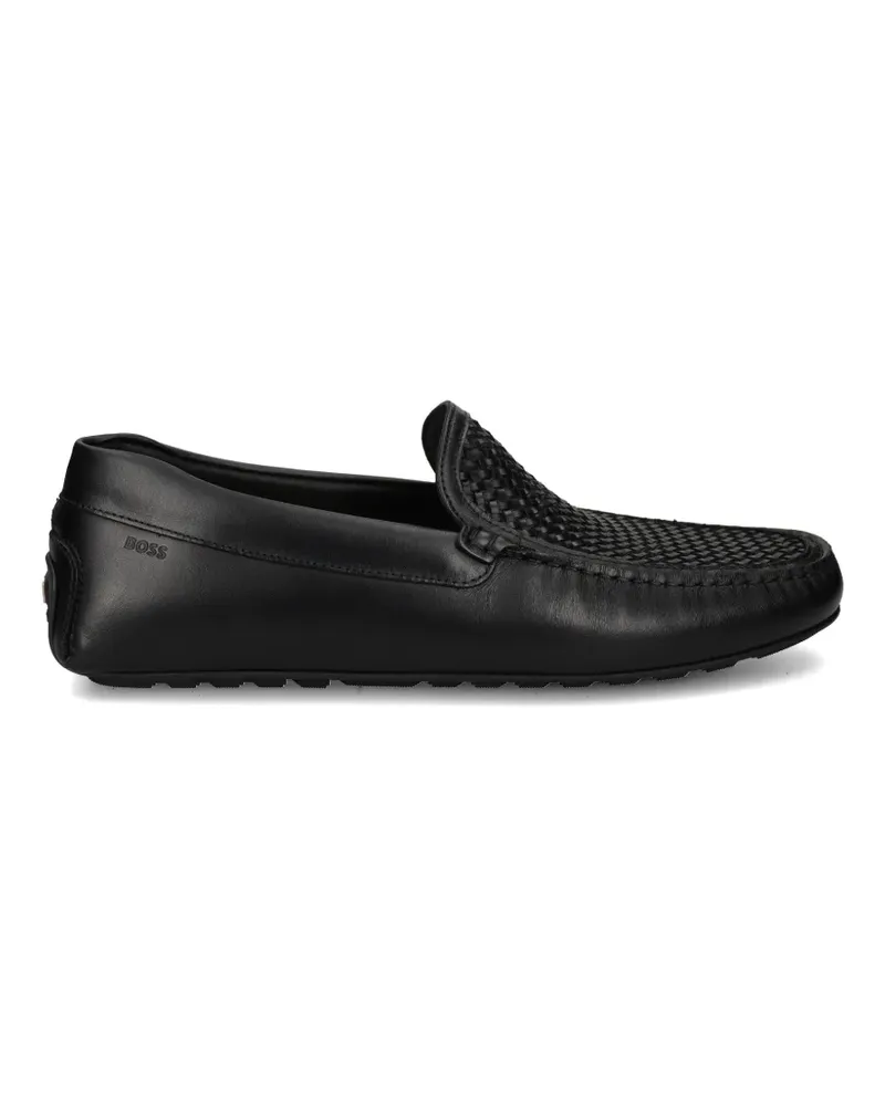 HUGO BOSS woven-panel leather loafers - Schwarz Schwarz