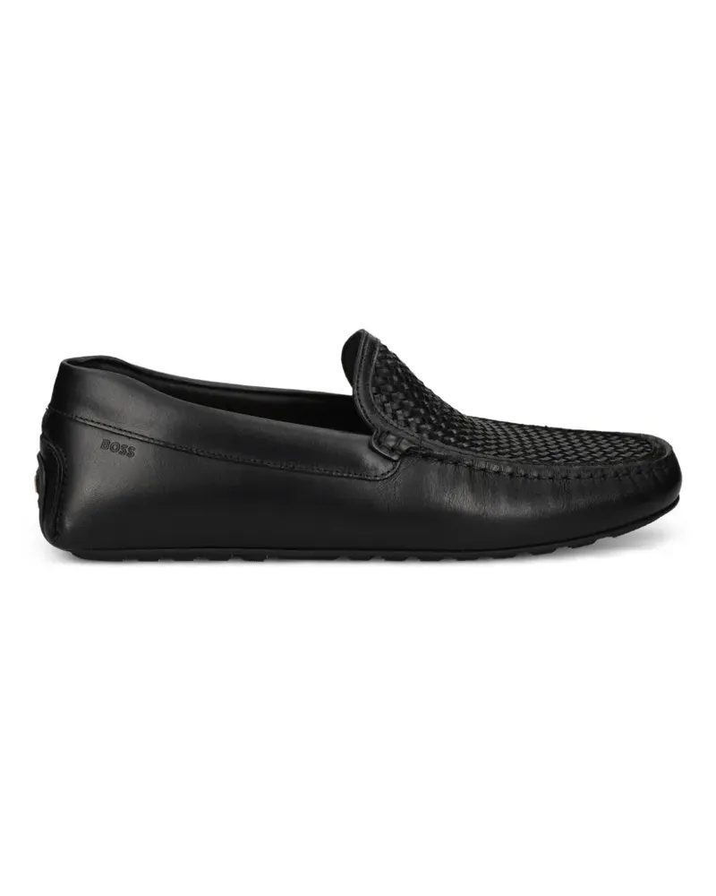 HUGO BOSS woven-panel leather loafers - Schwarz Schwarz