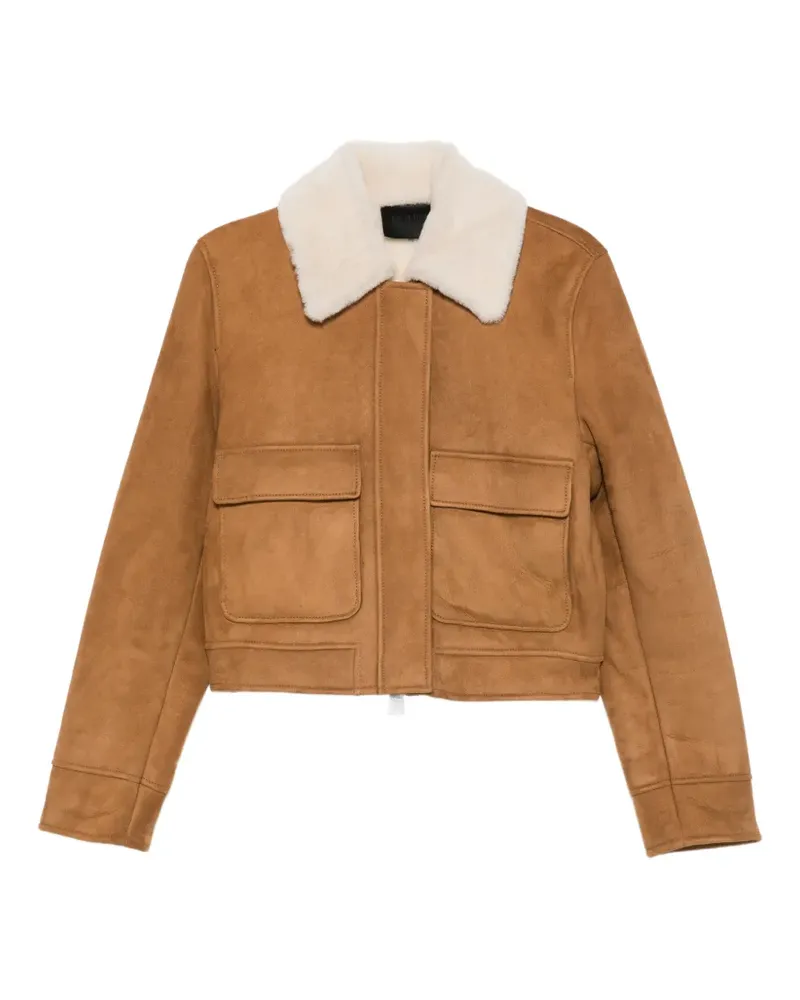 Dondup shearling-collar suede jacket - Braun Braun