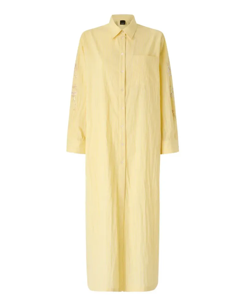 Pinko Gestreiftes Chemisier-Kleid mit Blumenstickerei - Gelb Gelb