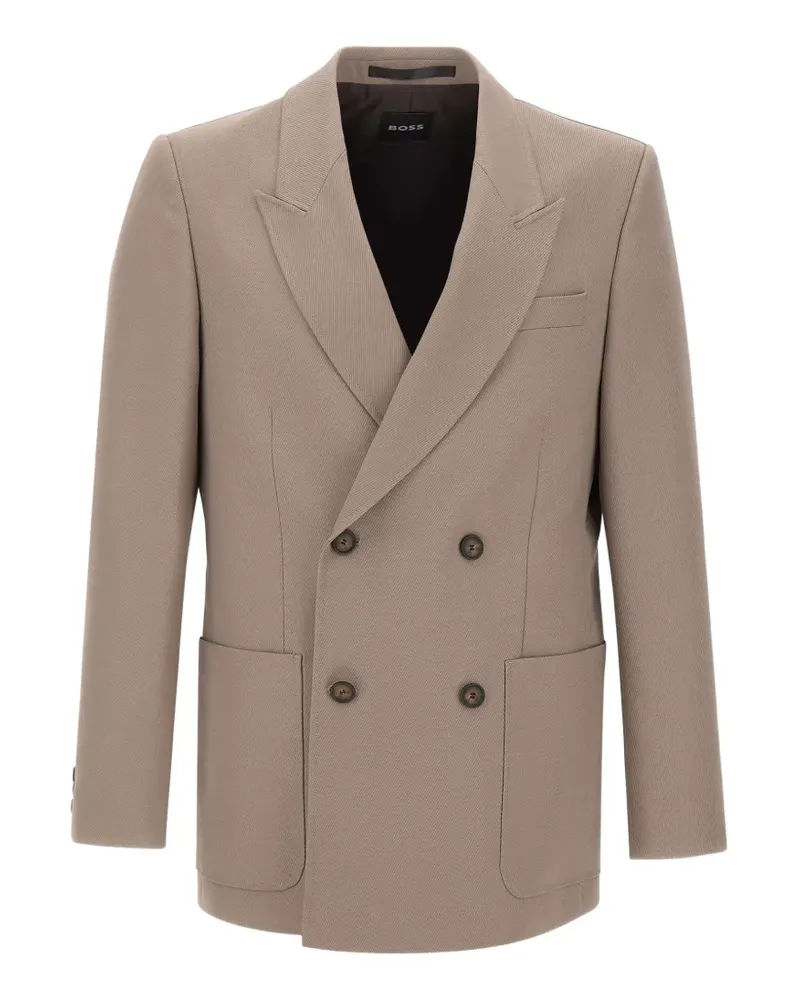 HUGO BOSS double-breasted micro-twill blazer - Nude Nude