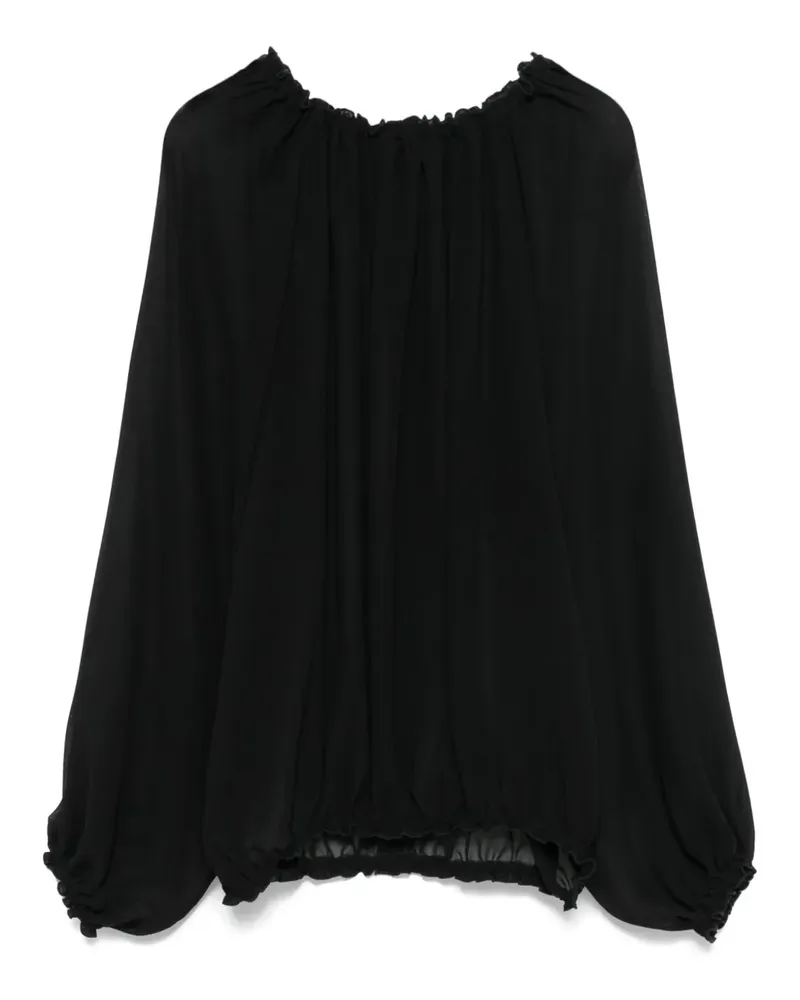 Blanca Bluse mit Rüschenbesatz - Schwarz Schwarz