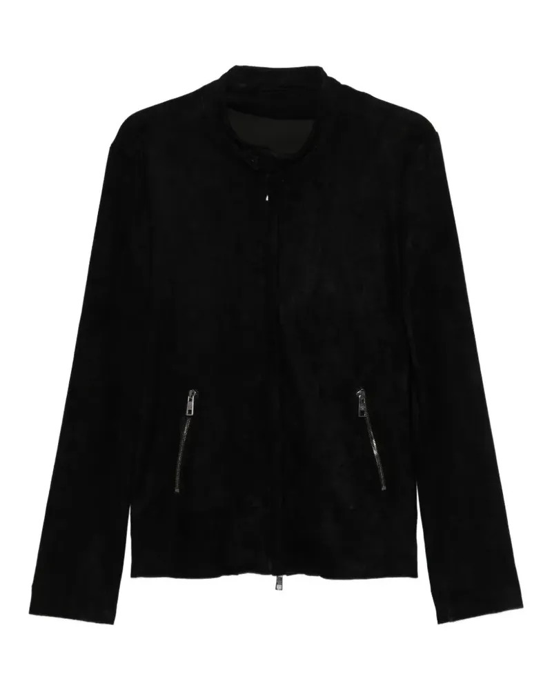 Giorgio Brato zip-up suede biker jacket - Schwarz Schwarz
