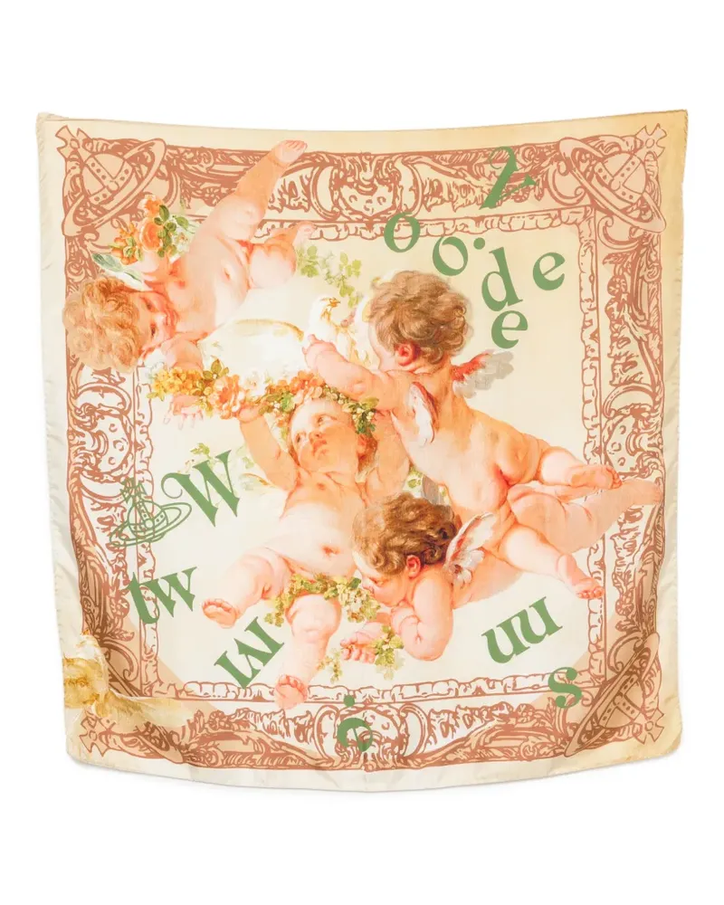 Vivienne Westwood Eckiger Schal mit Cherub-Print - Nude Nude