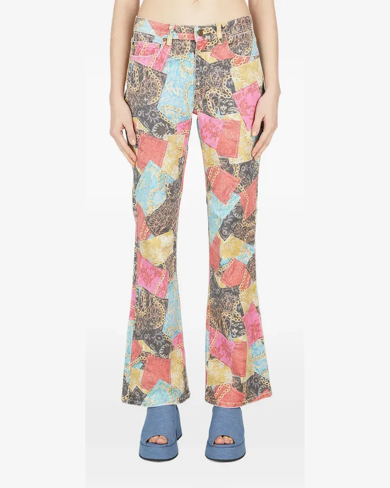 Guess Ausgestellte Jeans mit Print - Schwarz Schwarz