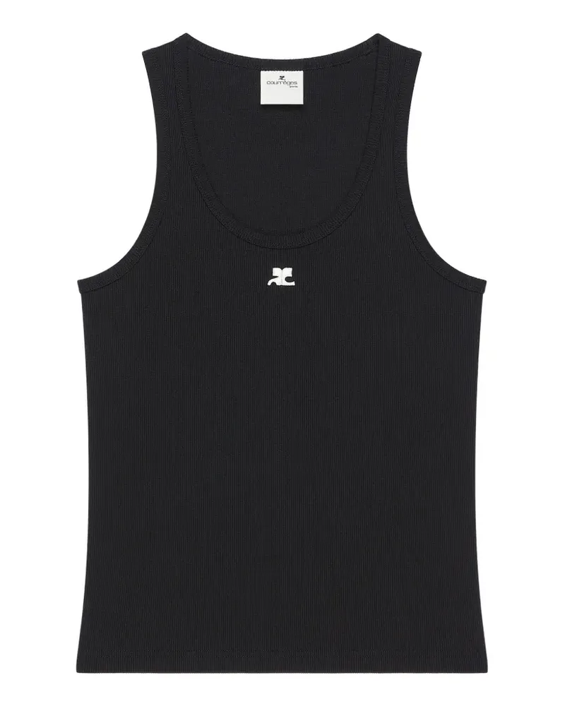 Courrèges 90 logo-detail ribbed top - Schwarz Schwarz