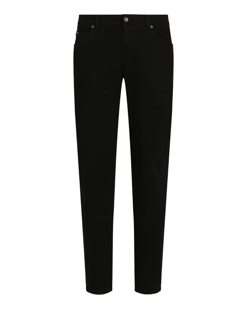 Dolce & Gabbana Slim-Fit-Jeans mit Logo-Schild - Schwarz Schwarz