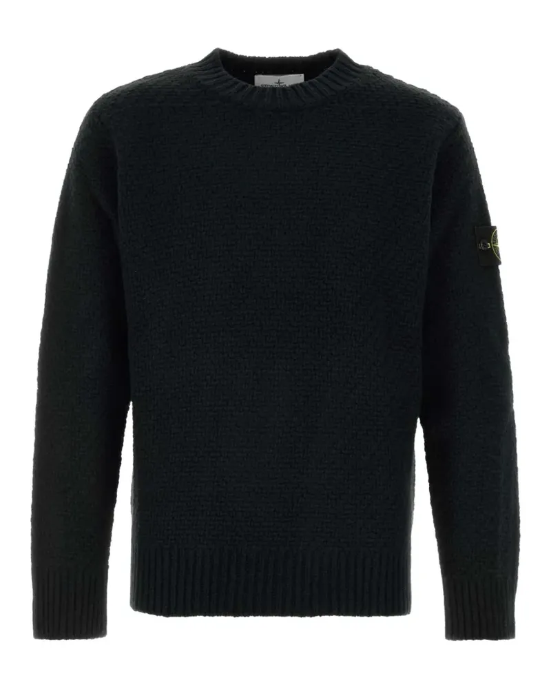 Stone Island Pullover mit Waffelstrick-Muster - Schwarz Schwarz