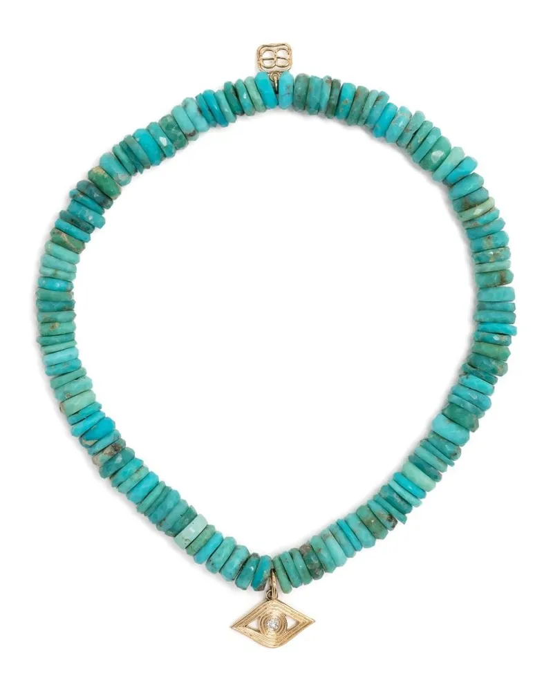 Sydney Evan Armbanda aus Türkis mit 14kt Evil Eye-Gelbgolddetail - Blau Blau
