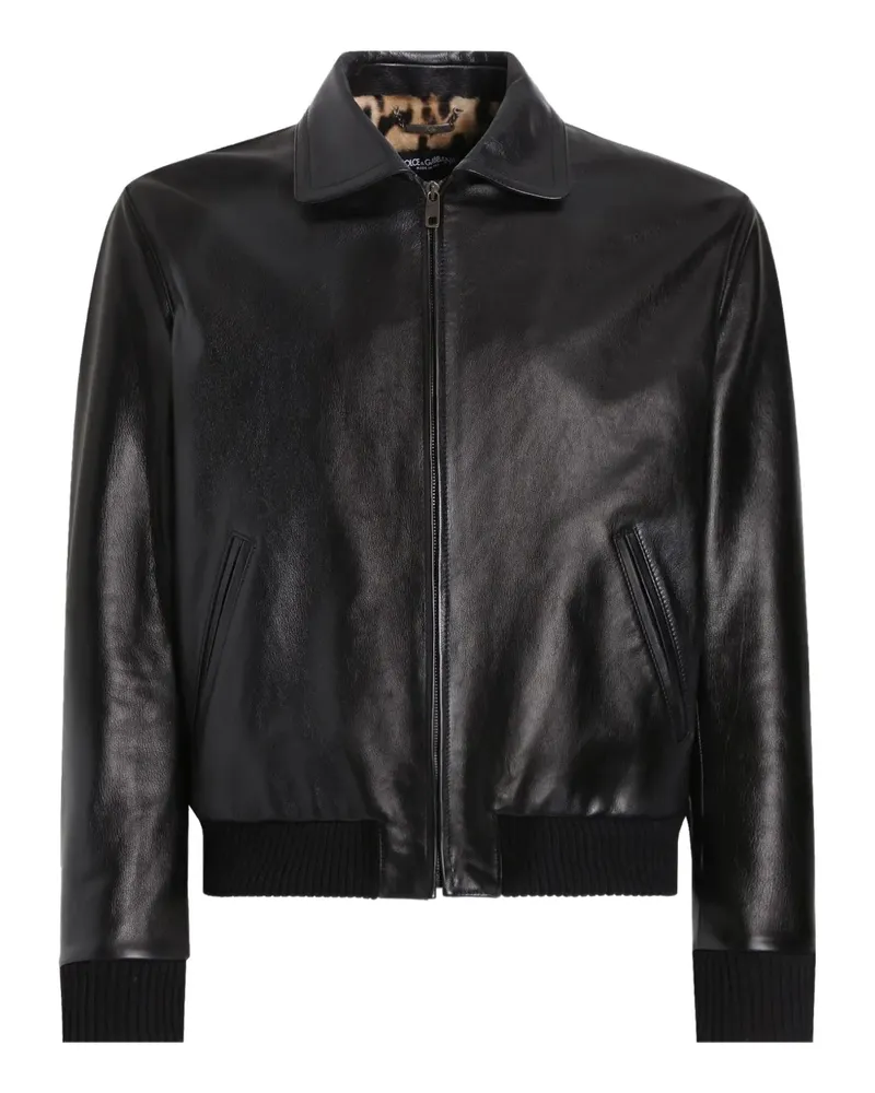 Dolce & Gabbana Bomberjacke aus Leder - Schwarz Schwarz